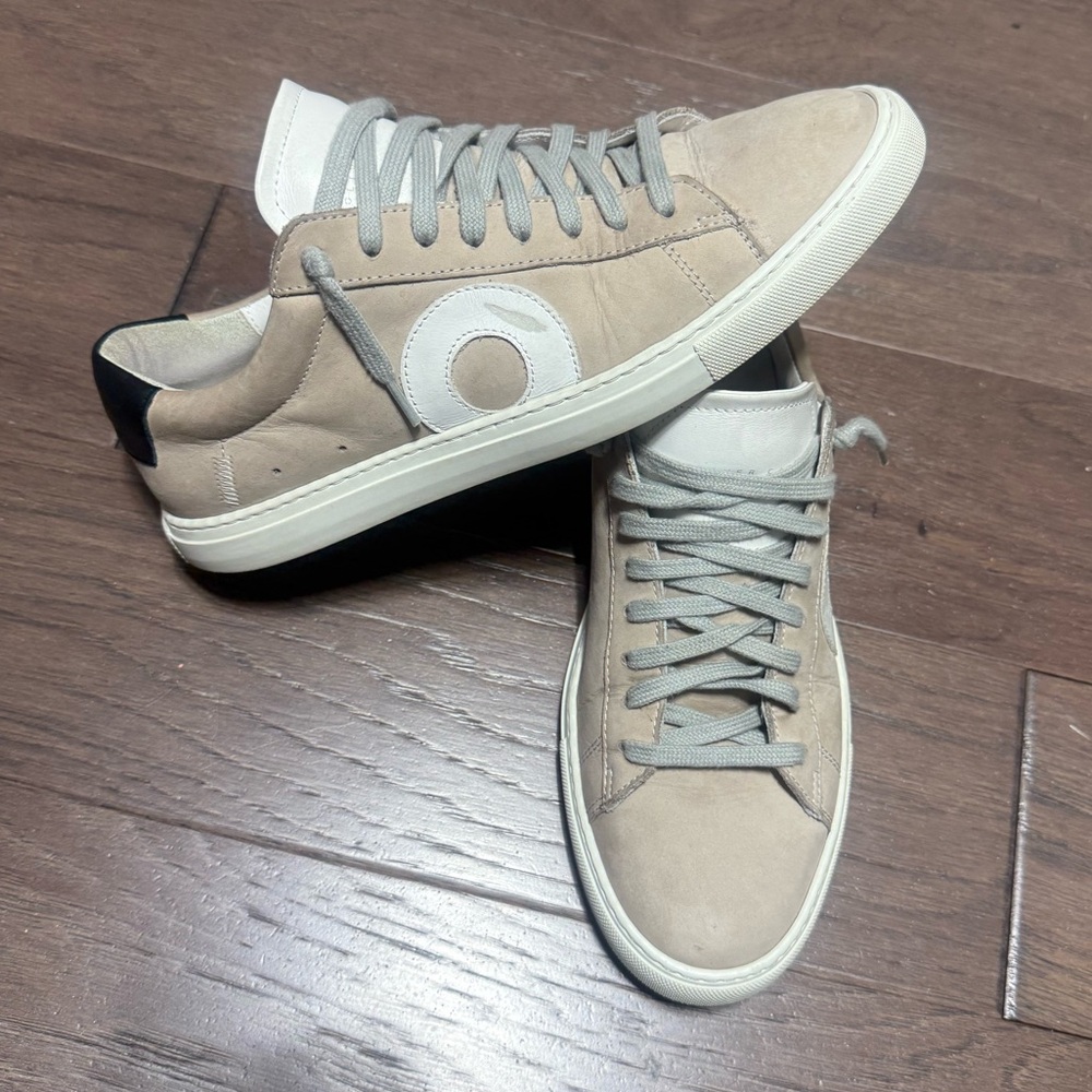 Oliver Cabell Women's Tan Suede Sneakers with White Accent